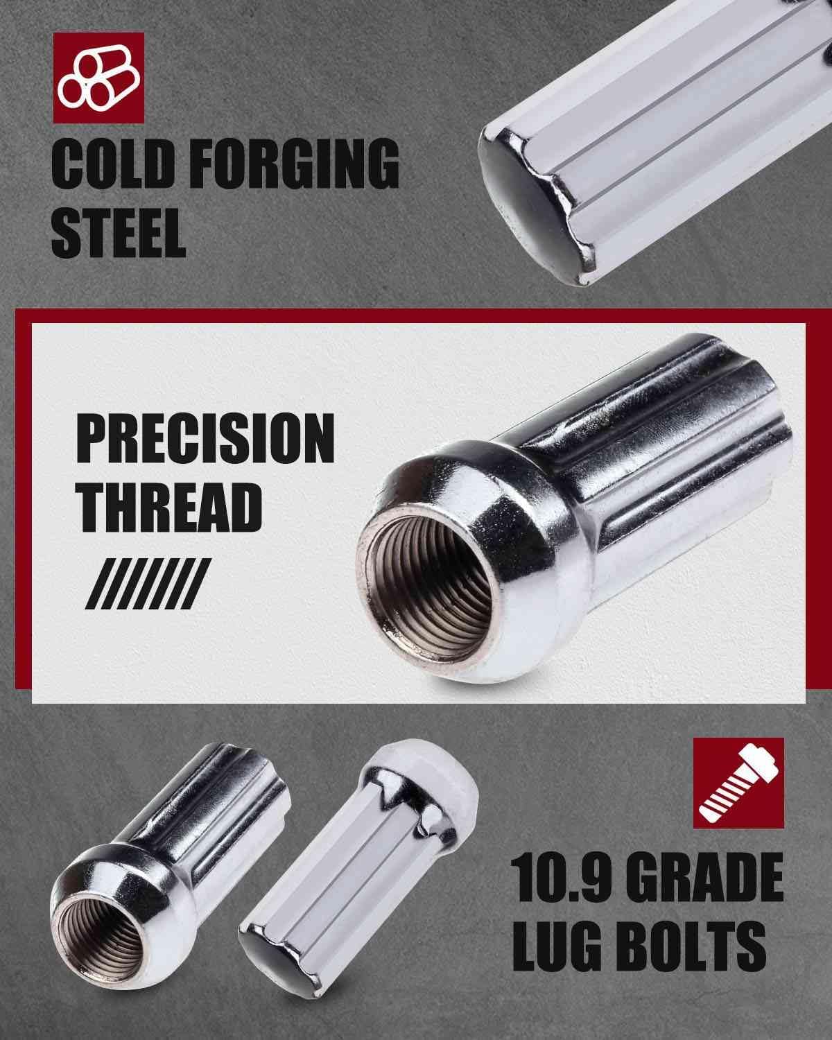 cciyu 32Pcs Wheel Lug Nuts 9/16" Close End Spline Lug Nuts 2" Tall 3/4" & 13/16" Hex Chrome Wheel Nuts Set Fit for 1994-2010 for Dodge for Ram 2500/2003-2013 for Ford for E-250