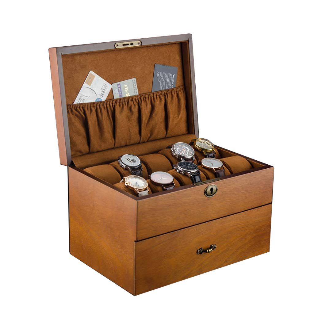 ANVLOJRIH Watch Display Storage Box Double-Layer Watch Storage Box Wooden Drawer 20 Slots Lockable Male/Female Watch Jewelry Finishing Display Box Gift -31×21×19cm