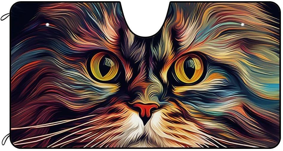 Bengal Himalayan Cat Windshield Sunshade for Car Truck SUV Cute Pet Face Front Windows Sunshade Blocks UV Rays Sun Heat 51x26.8 Inch Style 2