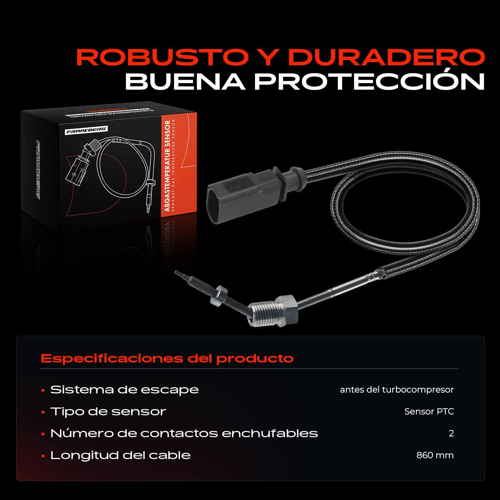 Frankberg Sensor de temperatura de gases de escape antes del turbocompresor para A3 Leon Octavia II 1Z EOS GOLF Jetta III Passat 3C 1.9L 2.0L Diesel de.2003 03G906088A