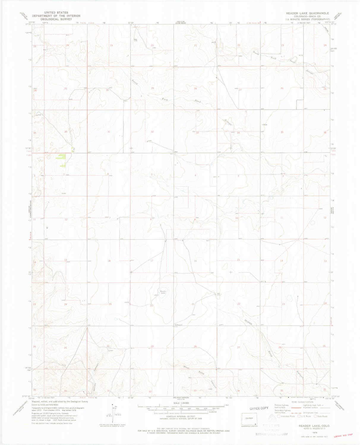 YellowMaps Reader Lake CO topo map, 1:24000 Scale, 7.5 X 7.5 Minute, Historical, 1978, Updated 1979, 27.1 x 21.9 in - Tyvek