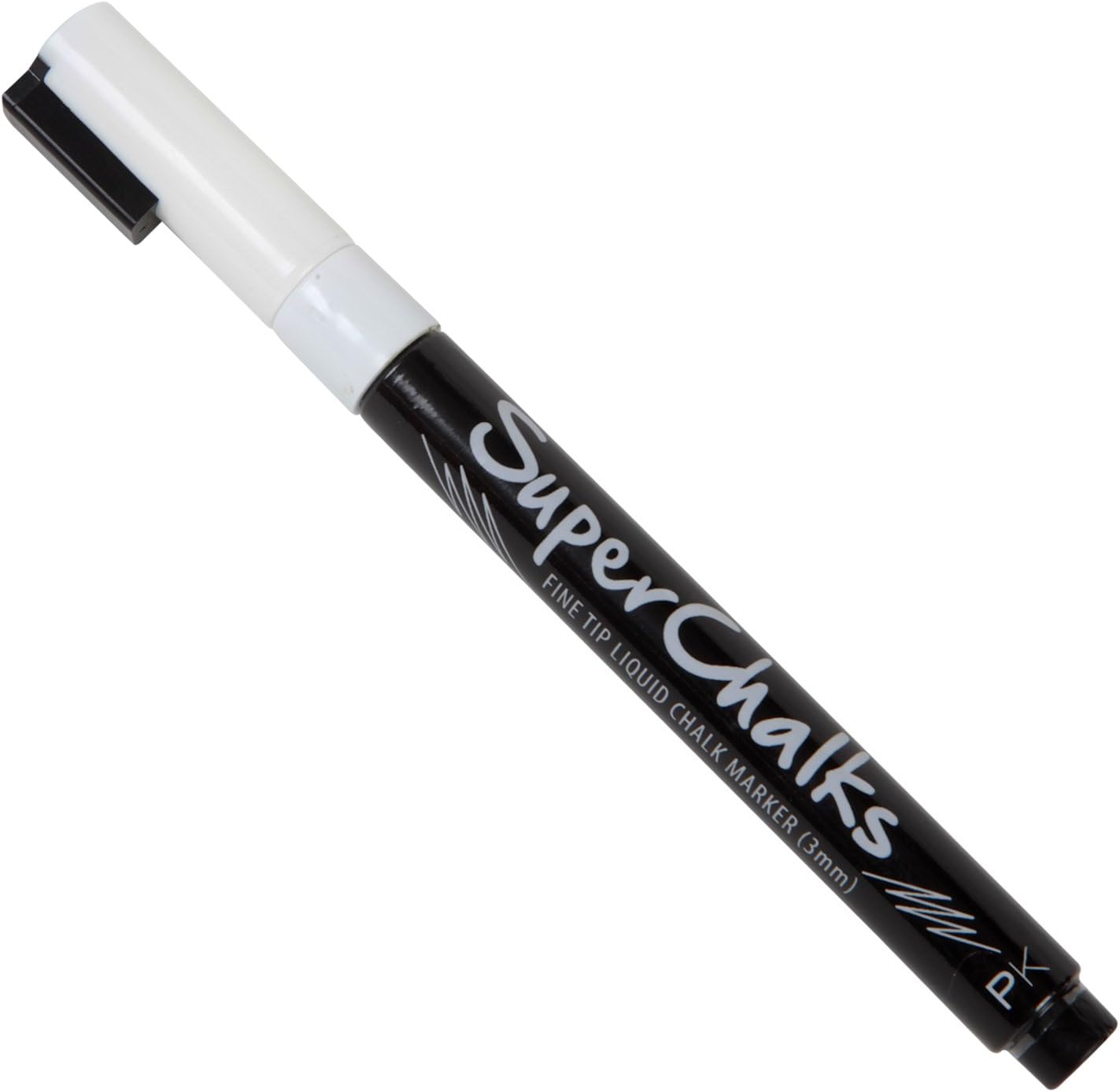 SuperChalks White Liquid Chalk Marker Pen - 3mm Fine Tip - ONLY Suitable for Non Porous Surfaces