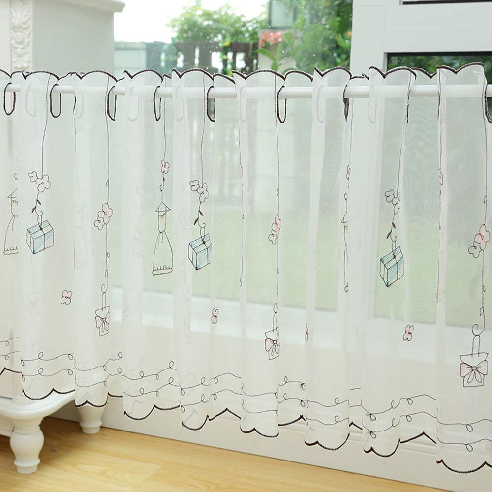 Cortinas de cafetería de estilo pastoral con cenador de caricatura para cocina y comedor