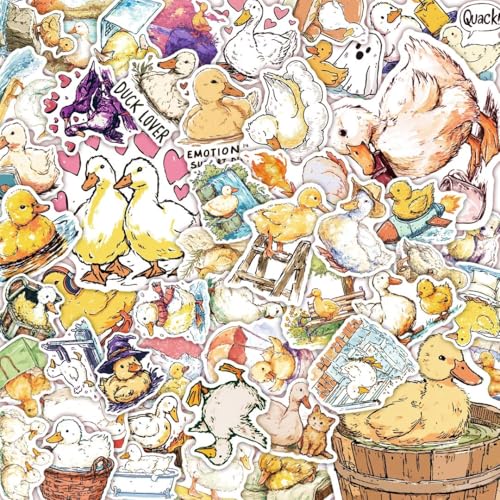 100 PCS Duck Stickers Pack Waterproof Duck Decals for Water Bottles Laptops Phones Notebook Cars Cool Vibrant Graphics for Duck Enthusiast