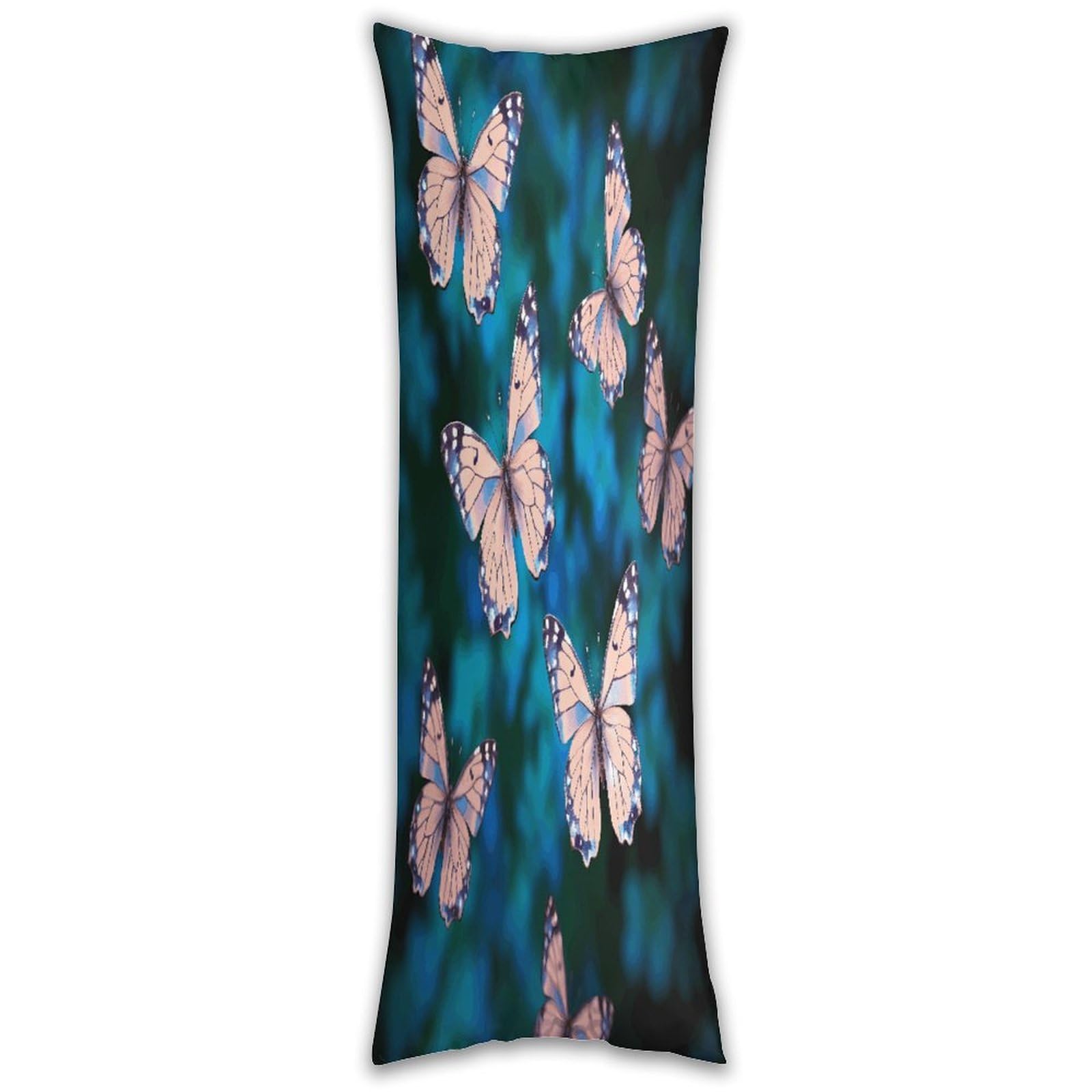 Cute Butterflies Long Pillow Case with Zipper Ultra Soft Microfiber Long Pillow Cover Breathable Body Pillow Protector Soft Wrinkle Pillowcase for Bed Sofa Bedroom 53 X 19 in