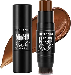 DE'LANCI Contour Stick, Concealer Stick Contour Cream with Brush, 2 in 1 Full Coverage Concealer Makeup Foundation Stick, Waterproof Dark Contour with Strong Malleability Performance