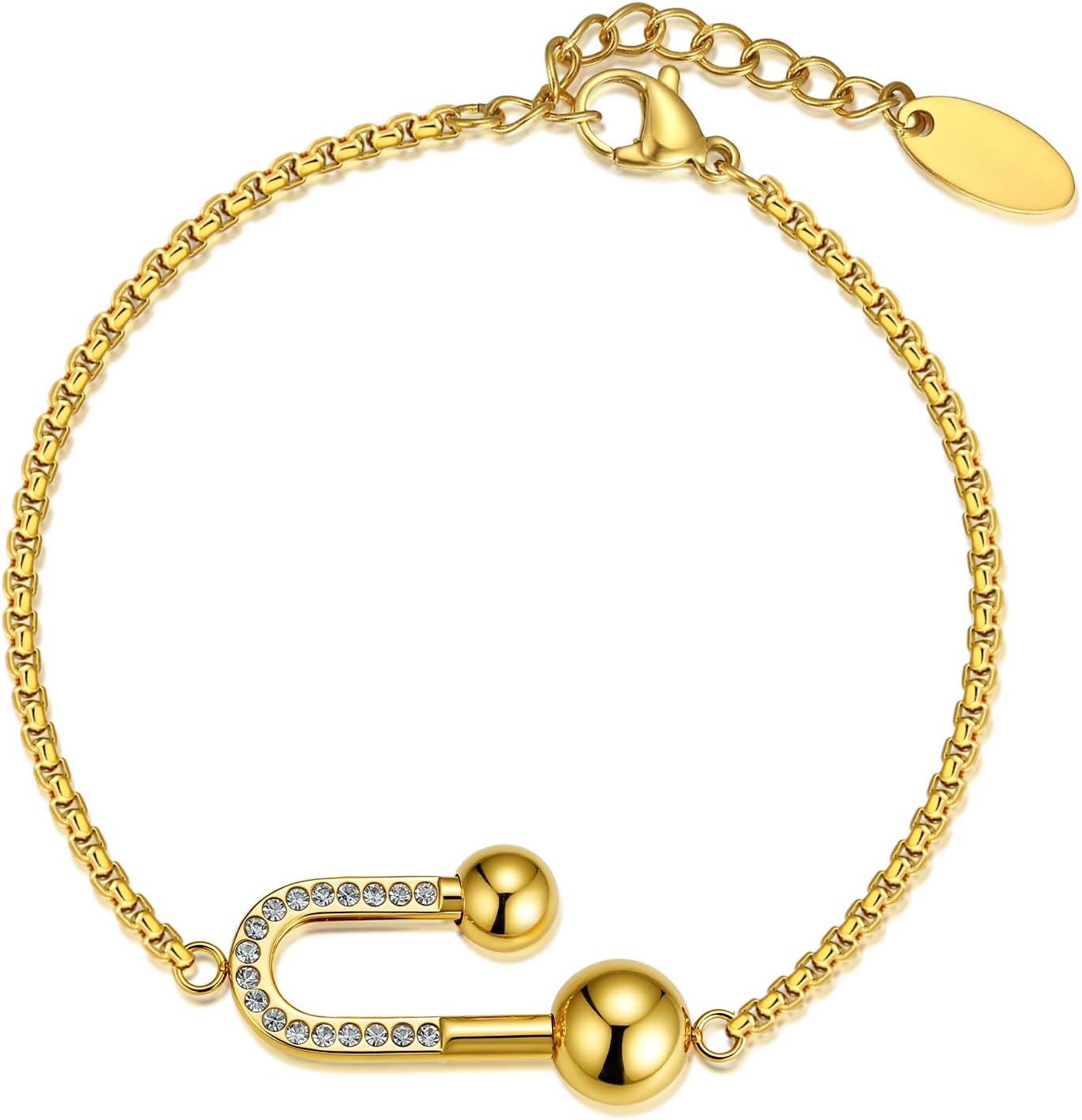 Arch Drop Diamond Bracelet by Kylie Jewellery - 304 Stainless Steel, Polished, Long-Lasting Shine with Zircon Inset - Perfect for Sensitive
