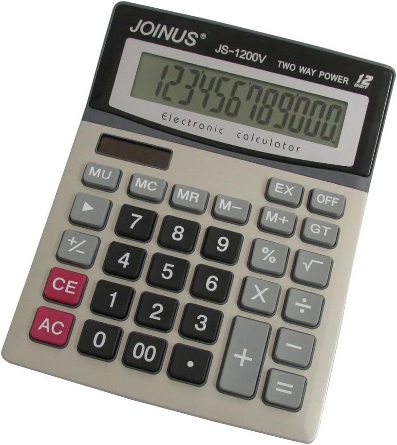 Business Calculator Tilted Screen Easy To Read Big Display - 12 Digit, Dual Power Battery And Solar! Quiet And Easy To Use!