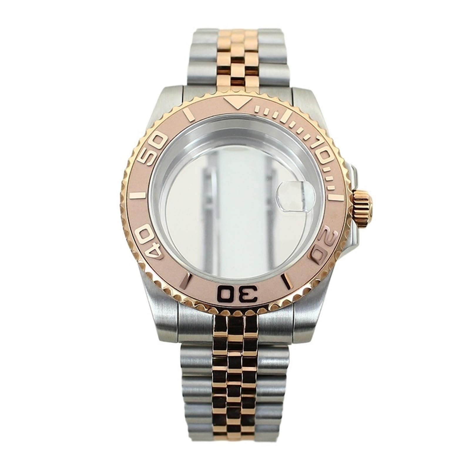 1 Stück 40 mm Ersatz-Uhrengehäuse mit Keramiklünette und Saphirglas for NH35-, NH36-, NH34- NH38-Uhrwerke Jubilee-Armband
