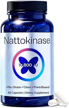 Nattokinase Supplement with 10,800 FU,Ultimate Nattokinase Supplement Organic,Odorless Fermented Soy Enzyme, Vegan, Gluten Free, Easy Daily Routine, 60 Capsules 1pc