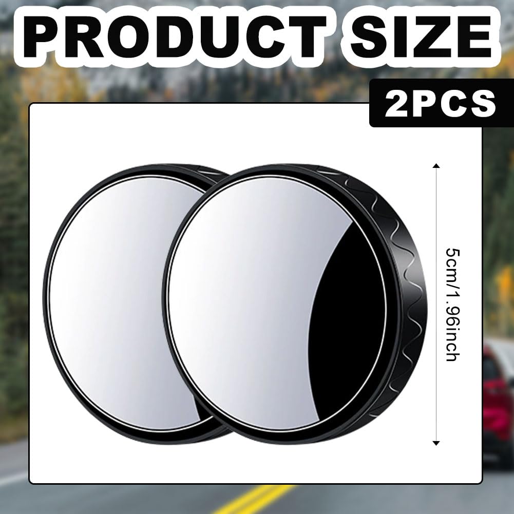 2 szt. Lusterka pomocnicze z martwym punktem, szerokokątne lusterko boczne HD z martwym punktem, okrągłe lusterko z przyssawką z regulacją 360° do uniwersalnych samochodów (czarne)