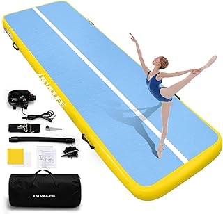 Inflatable Air Gymnastics Mat Tumble Track, 6.6/10/13/16/20ft Tumbling Mat Air Tumbling Track, Air Training Mat with Air Pump for Home/Water Fun/Gym/Yoga/Training/Cheerleading