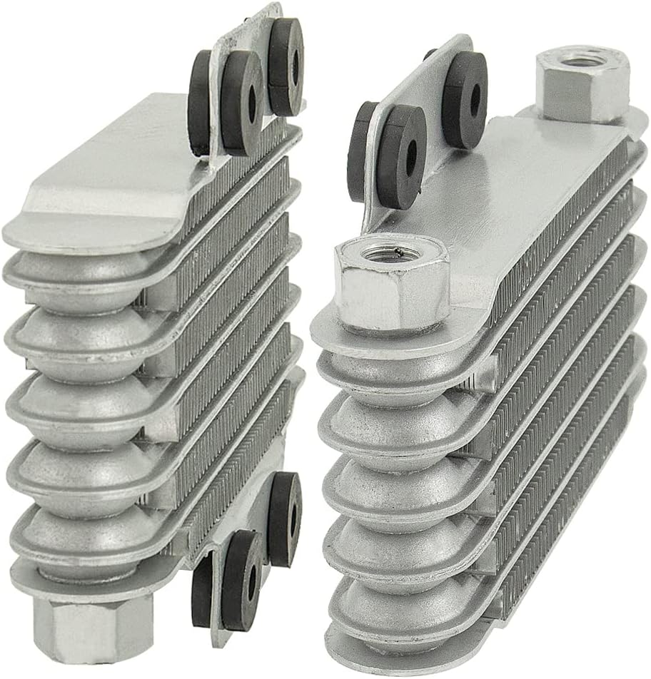 Black&Silver Universal 6 Rows Motorcycle Oil Cooler High Quality Engines Oil Radiator 190MM Motorcycle and Car Accessories(Silver m10 x 1.25)