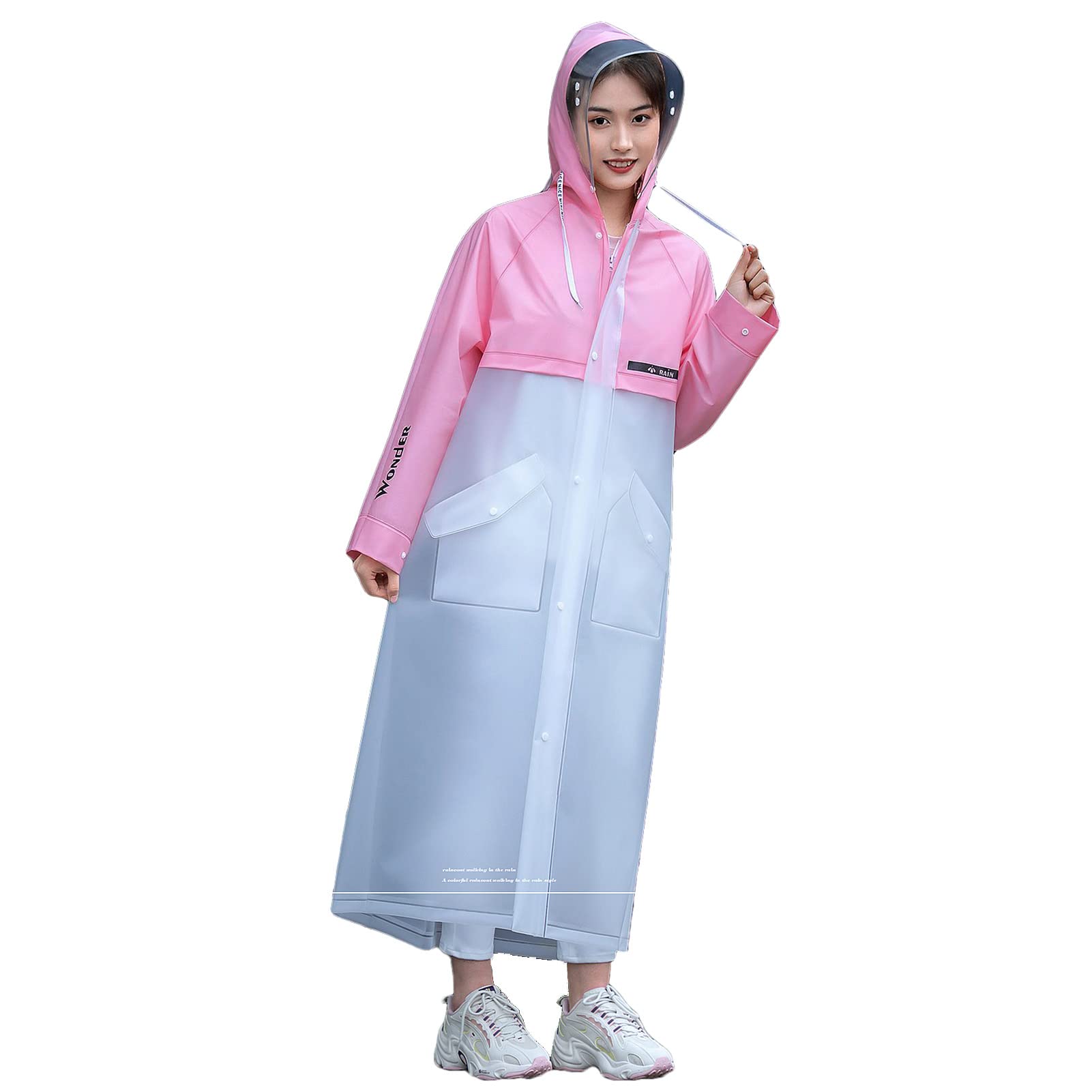 Manteau de pluie avec fermeture éclair et bouton - Costume imperméable étanche pour femme