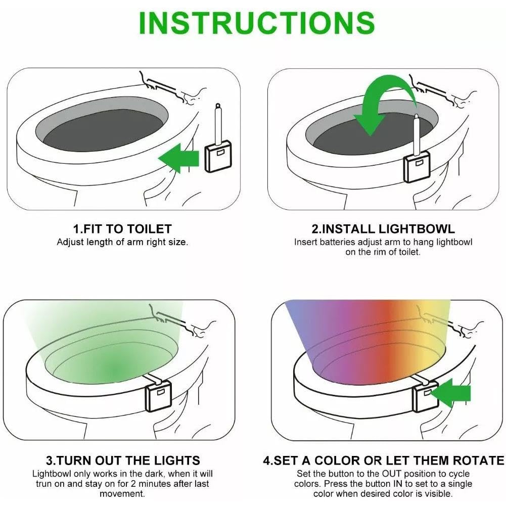 Toilet Light Motion Sensor Lights Inside Toilet Toilet Night Light Toilet Light Motion Sensor 8 Colors Changing LED — view 7