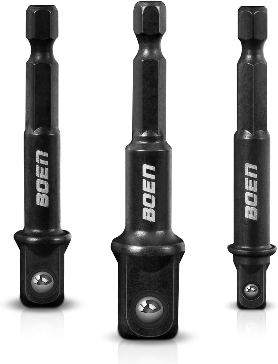 BOEN Impact Grade Socket Adapter Set, 3PCS Drill Bit Adapter with Bit