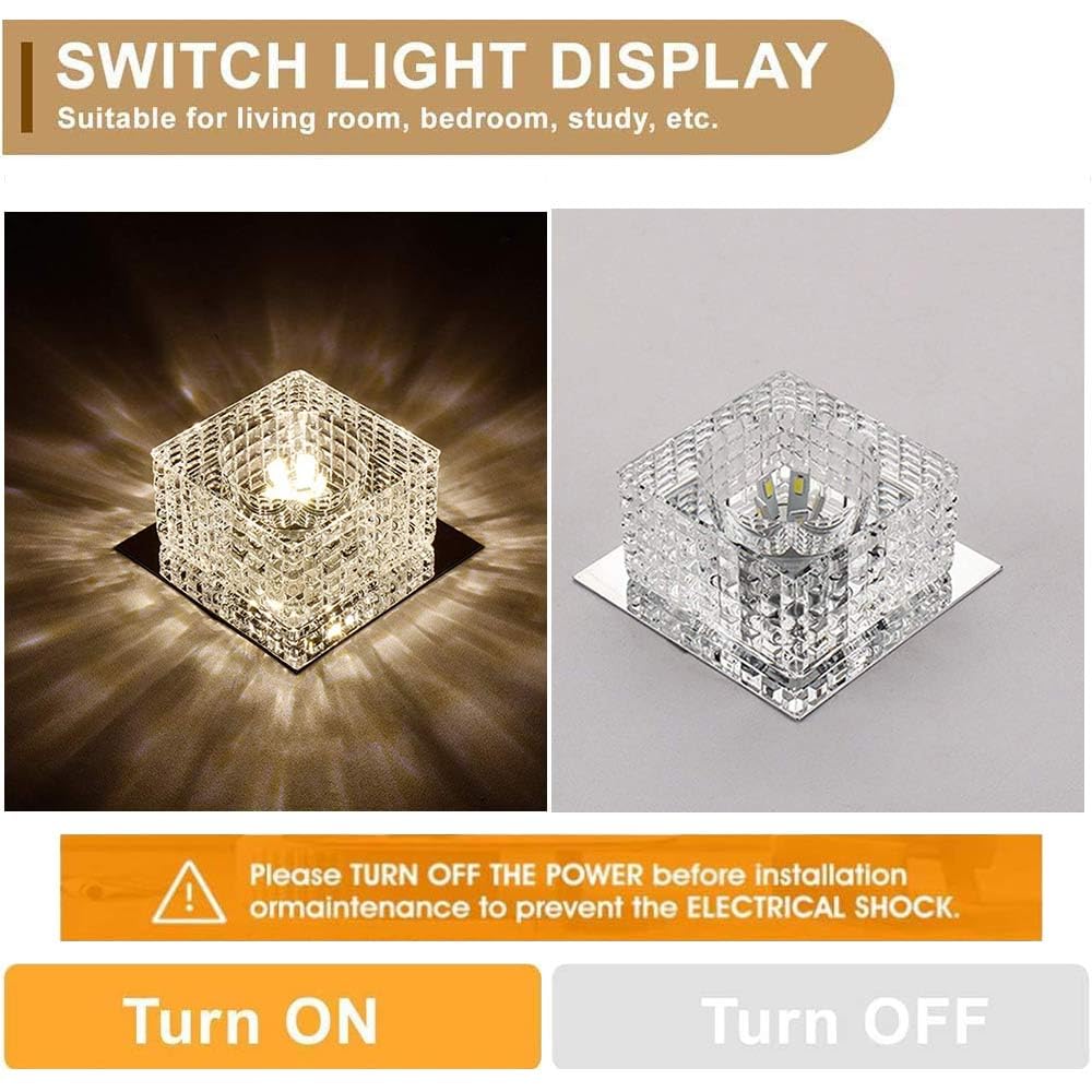Confezione da 11 Faretti LED Quadrati in Cristallo Kit di Finitura per Alloggiamento di Illuminazione A Incasso LED da 3,9 Pollici Plafoniera A Incasso LED con Apertura da 5-8 Cm