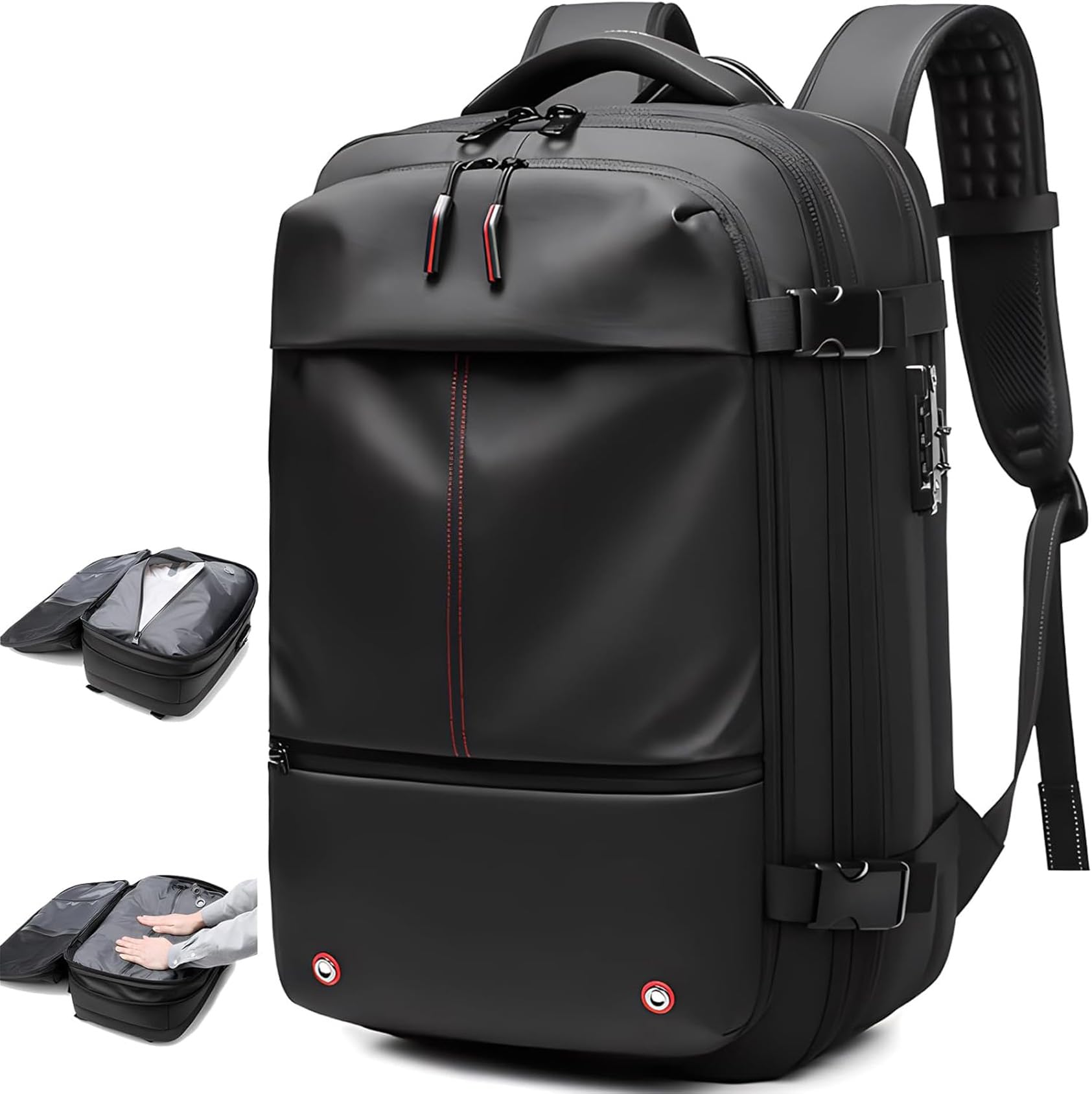 Plecak próżniowy podróżny, 60 l, plecak Vacpack o dużej pojemności, rozszerzany za pomocą pompki, zamek antykradzieżowy, wodoodporny przenośny plecak próżniowy Alepeak do podróży na świeżym