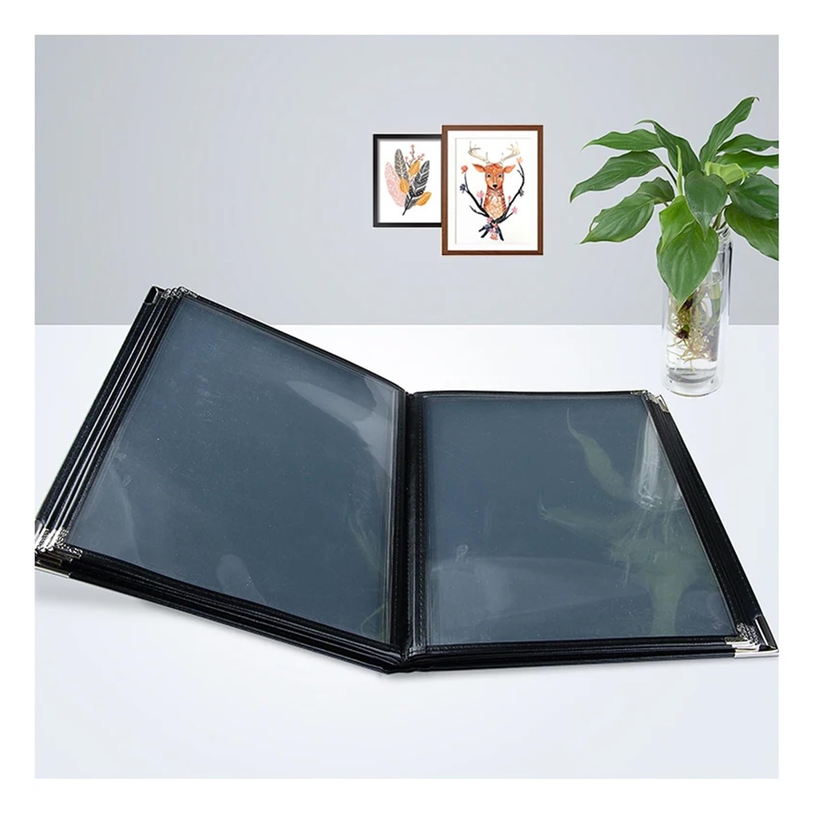 Portada de menú de restaurante For inserciones de 148x210 mm Libro menú A5 Lista clips recetas Cuero PU(6 plastic slots)