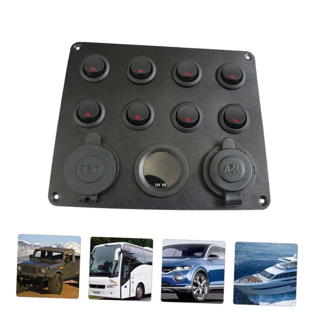 Cabilock 1Set Position Rocker Switch Panel with Digital Voltage Display Wiring Harness for Boat Rv Truck Yacht Compatible with Headlights Fog Lights and More