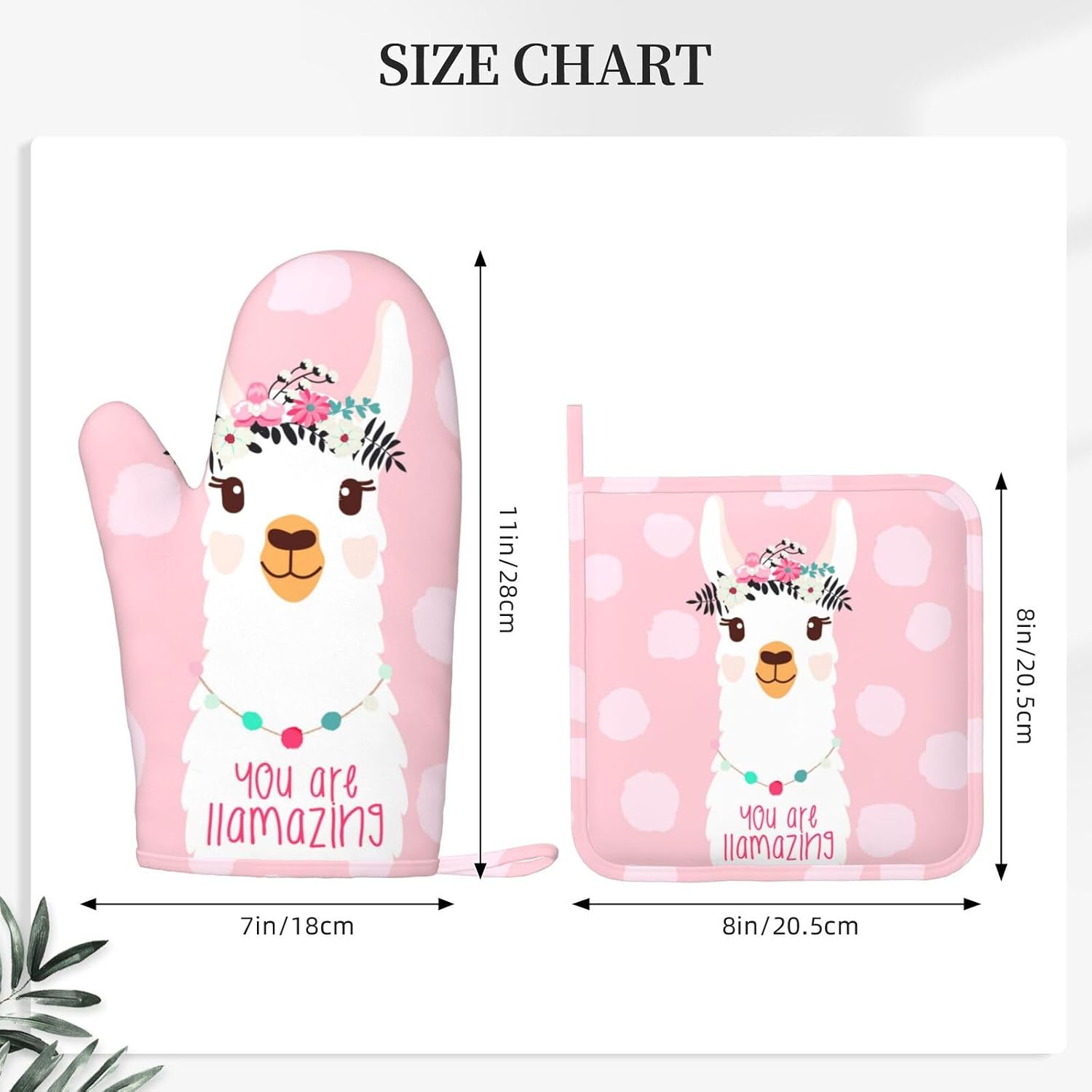 Kawaii Alpaca Cute Llama Oven Mitts and Pot Holders Sets of 4, Heat Resistant Silicone Oven Mittens and Potholders Gloves Hot Pads for Kitchen Cooking Baking Grilling BBQ Chef image 2