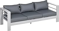 Outsunny 69" 3-Seater Aluminum Outdoor Sofa with 5.2" Thick Cushions, Wide Armrests, Gray Patio Conversation Set