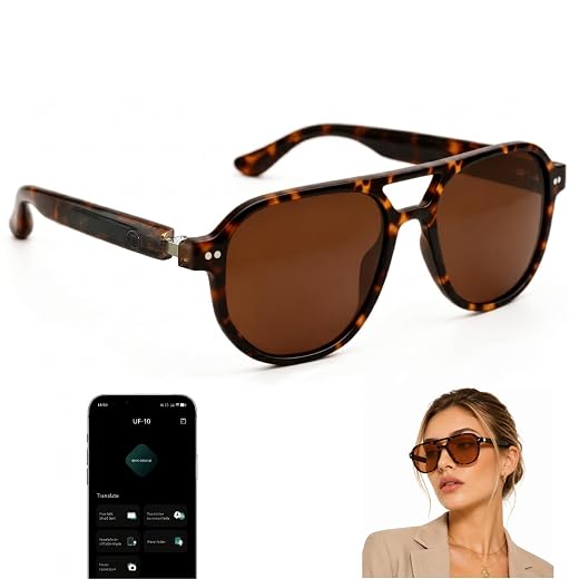 AI Smart Glasses, Aviator Sunglasses for Travel & Outdoors Activities