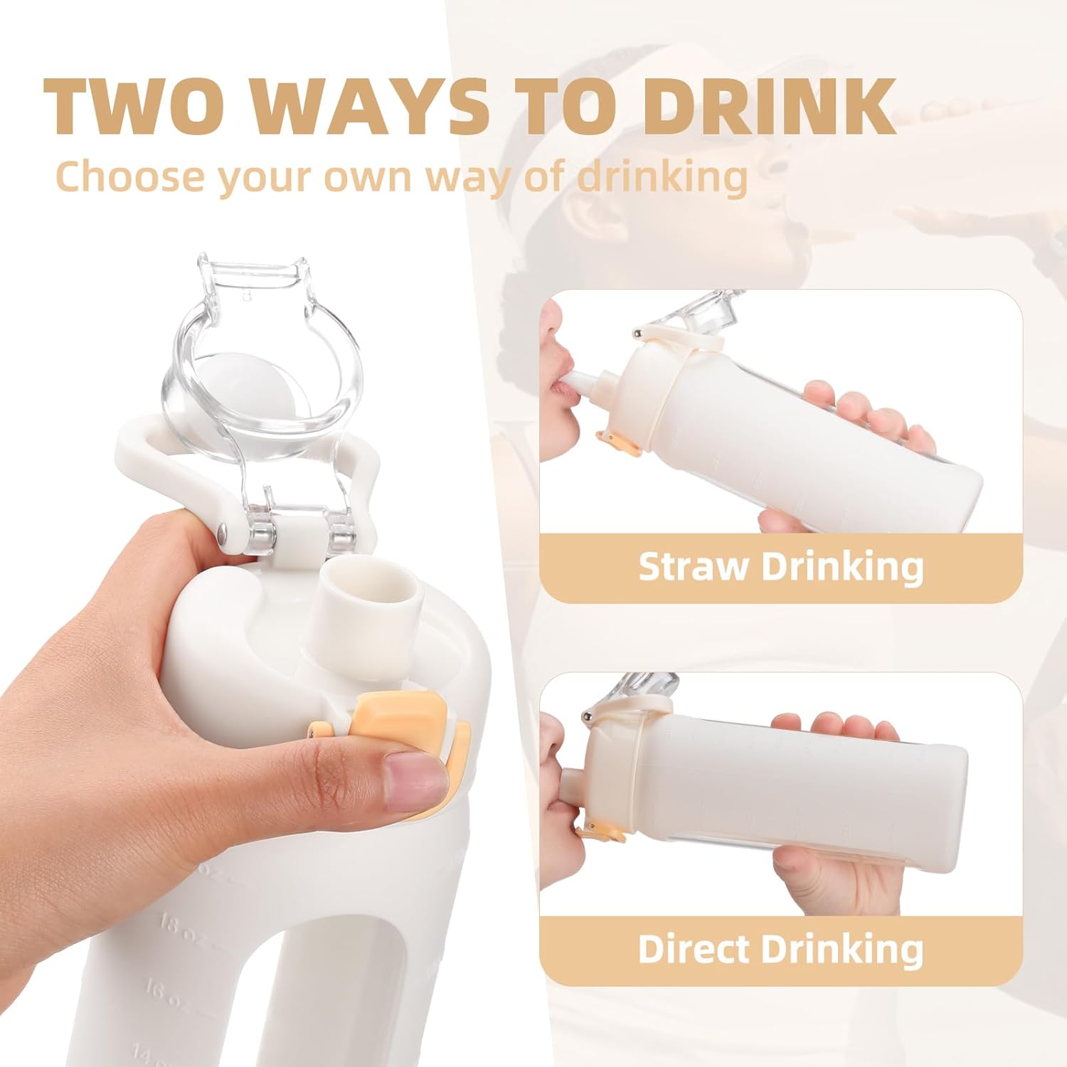 20 oz Glass Water Bottle with Straw Reusable Water Bottle with Non-Slip Silicone Sleeve Wide Mouth Leak-Proof for Coffee, Tea and Water,BPA-free, Dishwasher Safe - Image 2