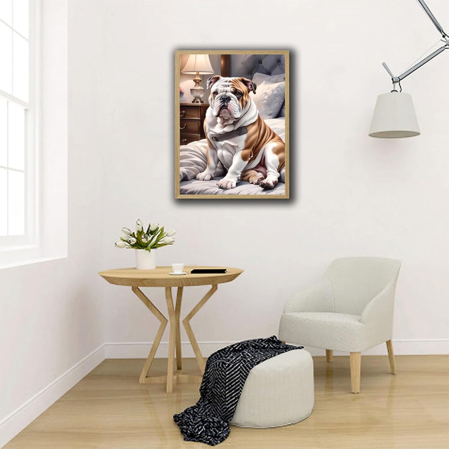 Christmas Gift English Bulldog Dog Diamond Painting Kits for Adults, Diamond Art Full Drill, Dog Crystal Rhinestone Embroidery Craft Kits for Home Wall Decor for New Year Valentine's Day 12x16 inch