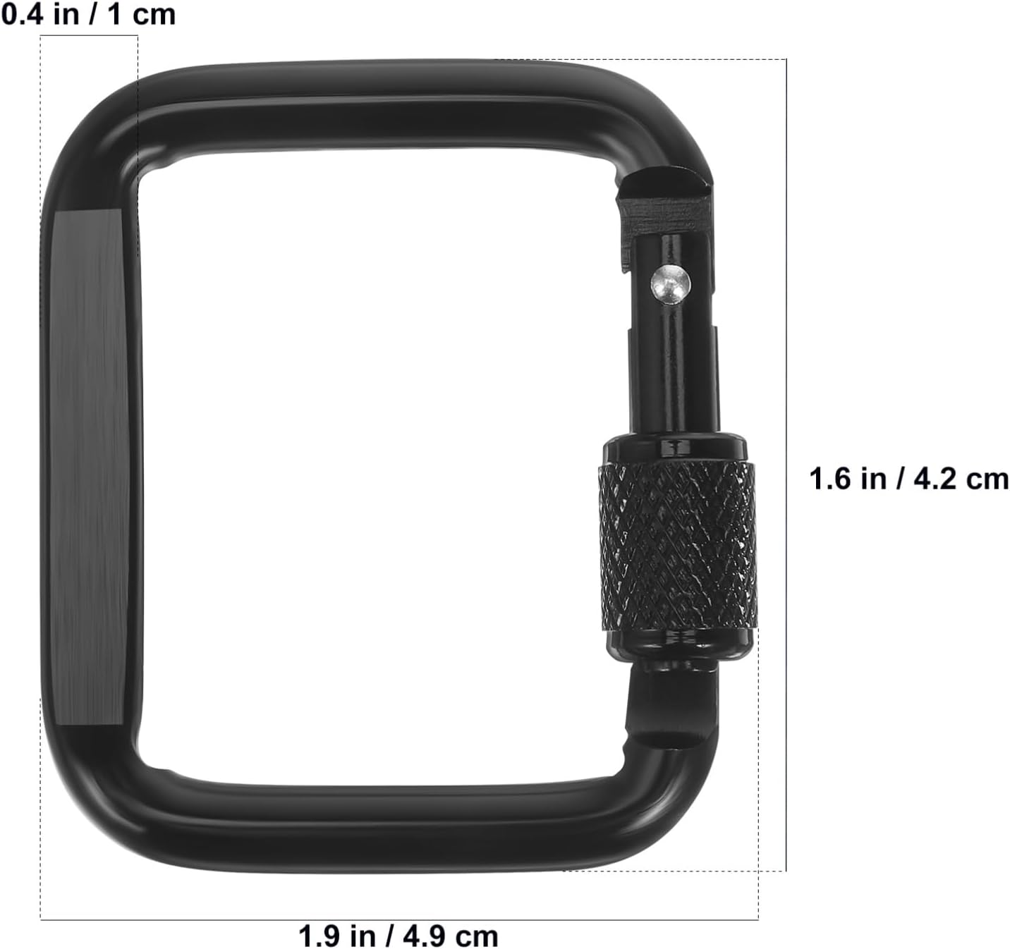 6pcs Carabiner Clips, Square Black Aluminum Snap Hooks, Heavy Duty Keychain Locking Clips for Outdoor Camping, Hiking, Backpack, 1.92 x 1.65 Inch - Image 8