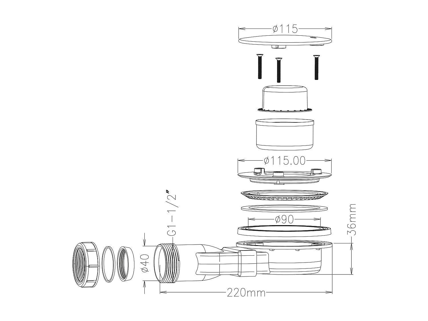 Vente-unique - Receveur de douche extra plat à poser ou à encastrer recoupable en résine SMC en quart de cercle avec siphon - Blanc - 90 x 90 cm - SYFORSA