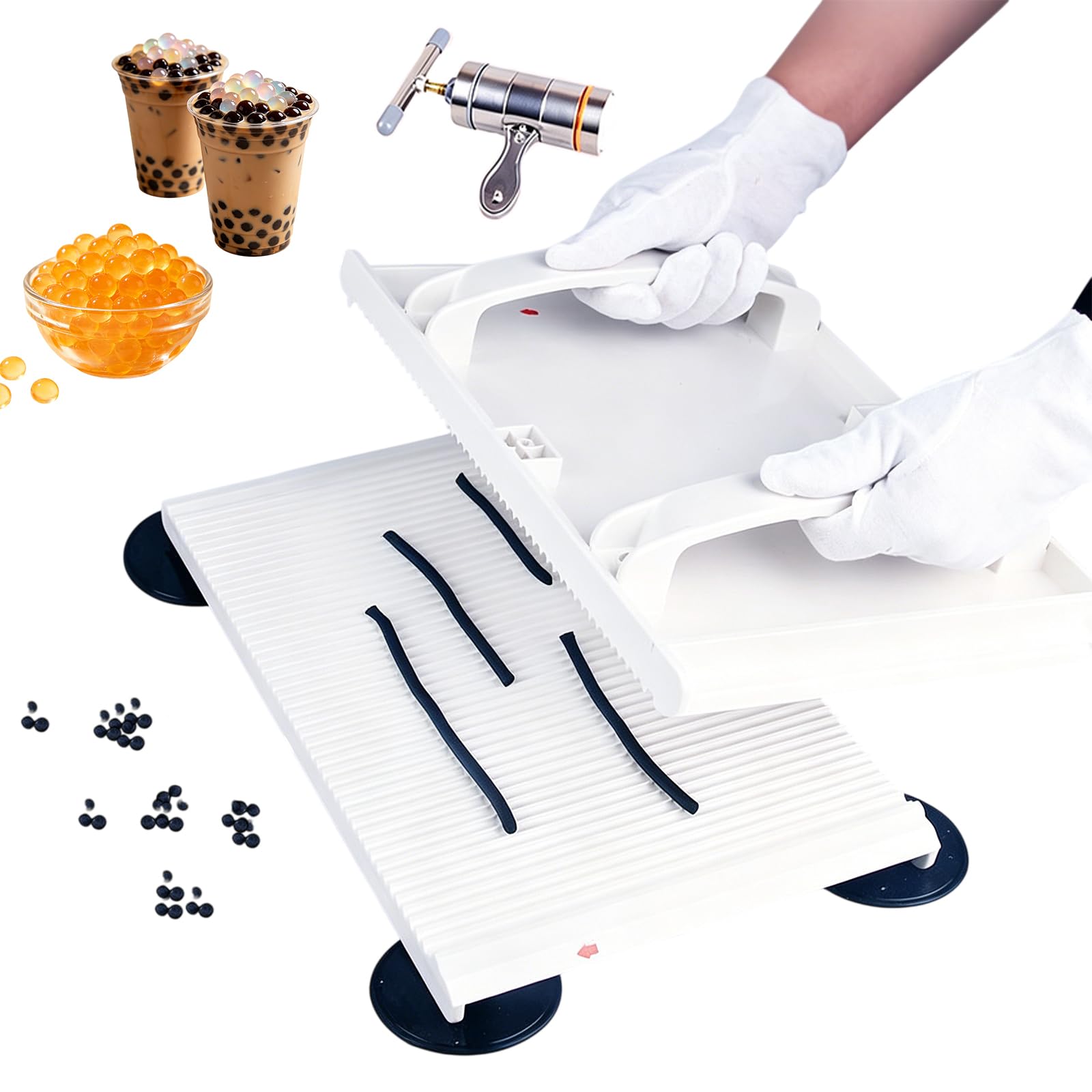 Qlbnxks Manual Tapioca Pearl Maker Machine with Strip Extruder for Dessert Stores(Size:10mm,Color:Style-A)