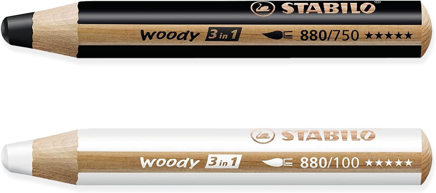 Multi-talented Pencil woody 3-in-1 - Pack of 2 Pencils - Black & White