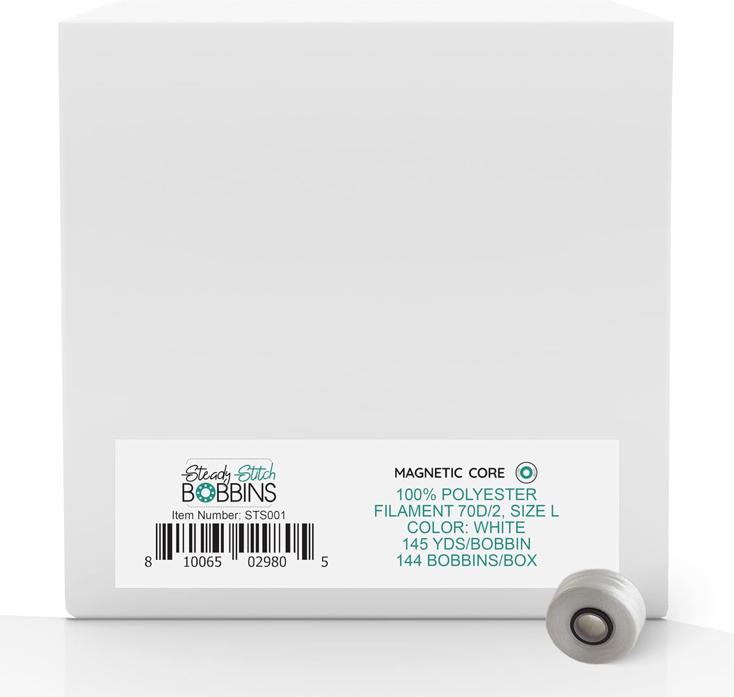 Steady Stitch Magnetic Core Style L Polyester Prewound Bobbin, 144 per Box