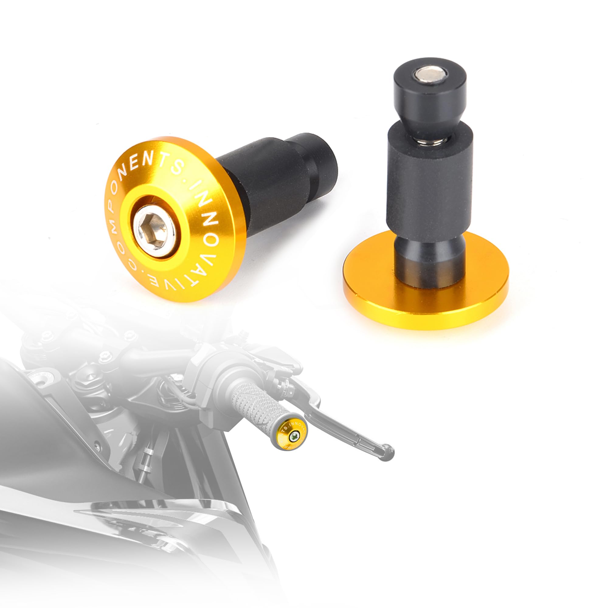 Goldfire Motorcycle 7/8'' Handle Bar End Weights Handlebar Grips Cap Anti Vibration Silder Plug Fits for Yamaha Kawasaki Dirt Bike (gold)