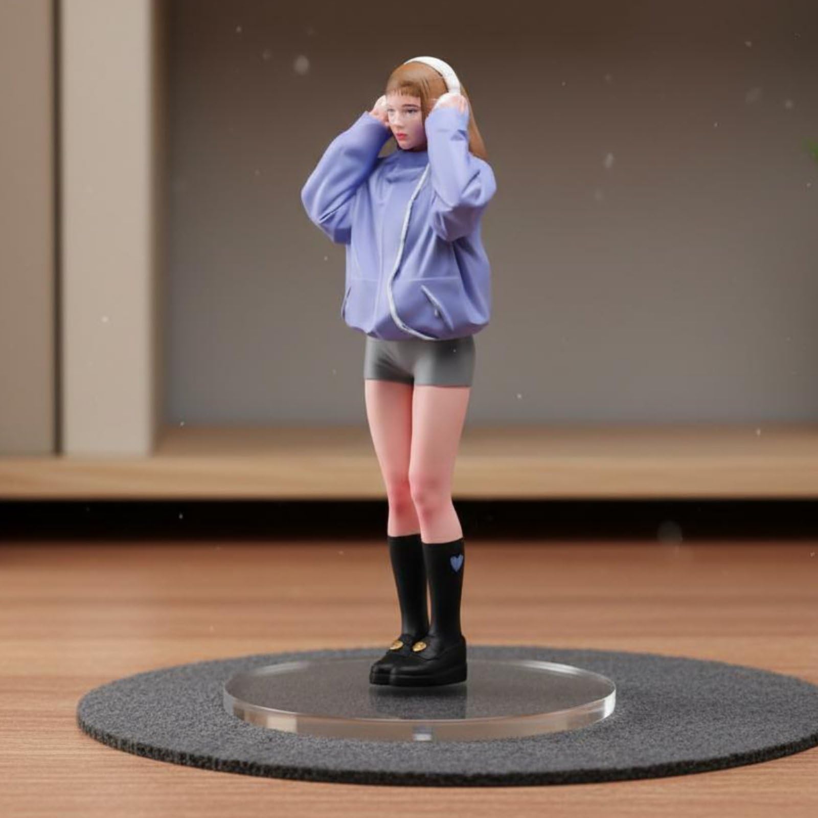 Figura in Miniatura Dipinta Ragazza con Cuffie Statuetta Personaggio Modellino Resina con Scultura Dettagliata Moderna Adatta a Esposizione Collezione Scenari di Modellismo Studio Libreria