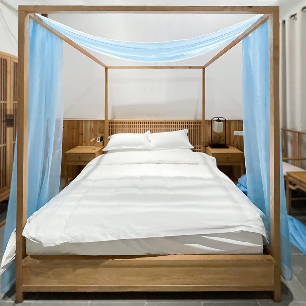 Novacentix Blue Canopy Bed Curtain King California King Luxury Bed Canopy Bed Scarf Transparent Canopy Scarf Valance 132X650cm/52×256In (1Pc)
