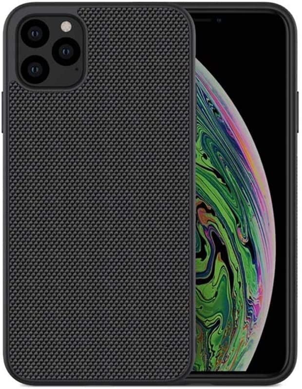 Coque iPhone 11 Pro anti-glisse silicone motif tissu noir fini les chutes de smartphone