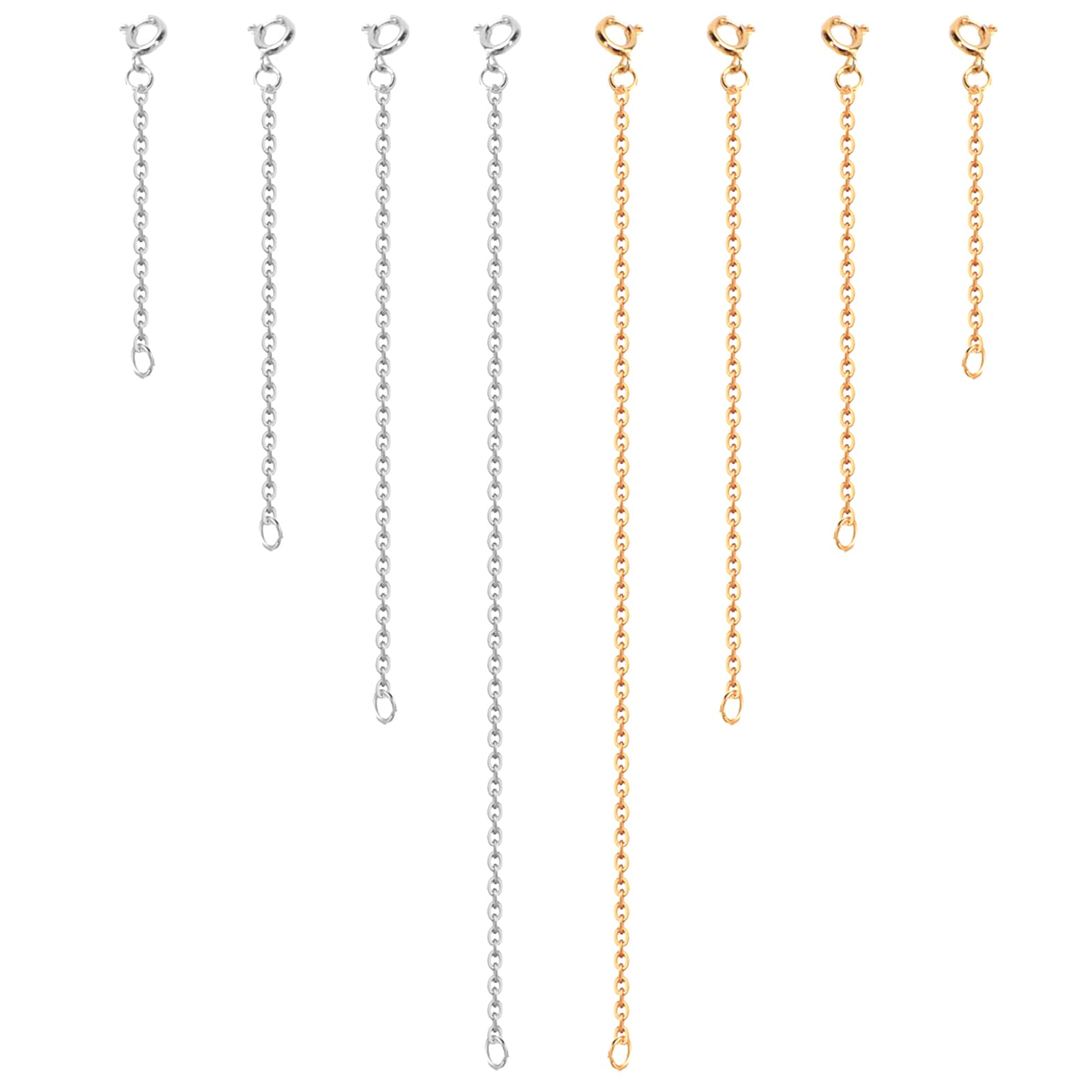 Agatige Necklace Extender, 8 Pcs Stainless Steel Gold Silver Necklace Adjustment Extension Chain Suitable Jewelry Decoration