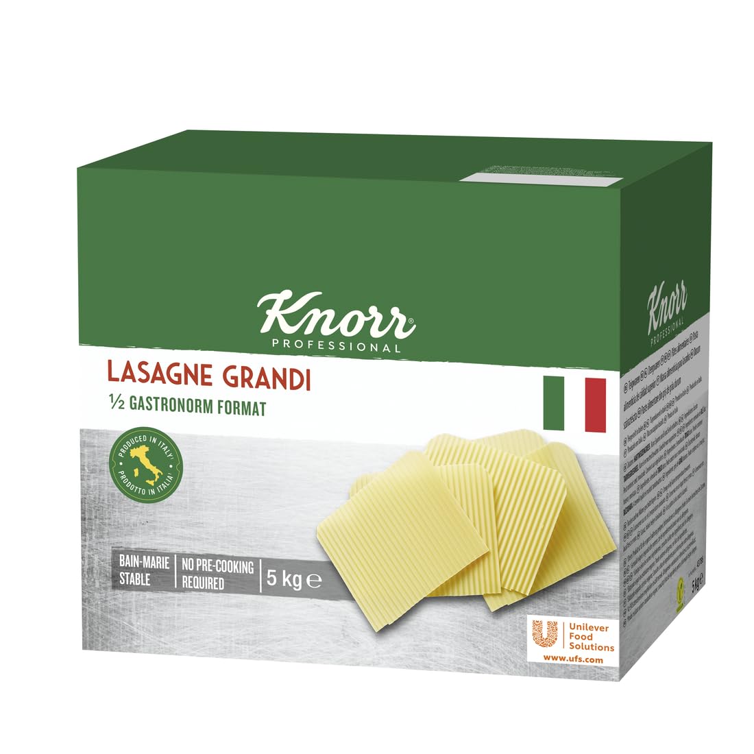 Knorr Lasaña en láminas caja de pasta seca 5kg