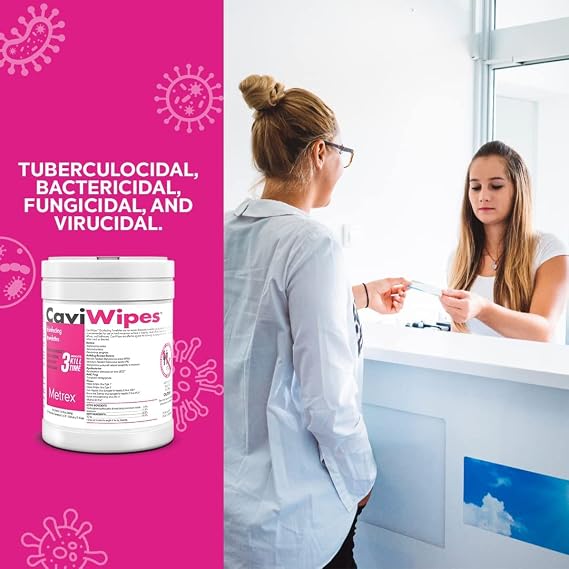 Metrex CaviWipes - 6 x 6 3/4 Large (160) Surface Cleaning Wipe, fragrance-free, White