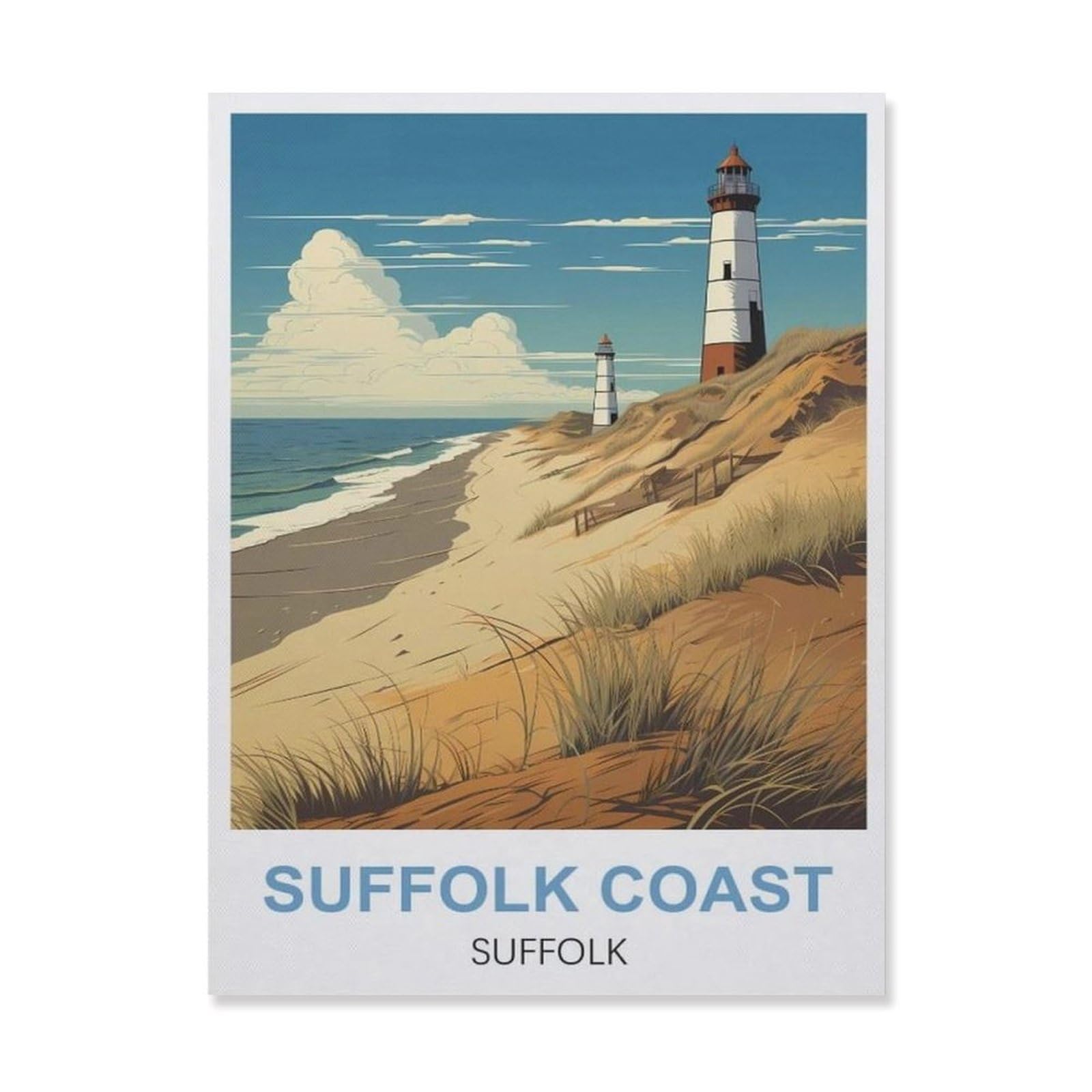 Vintage Metal Tin Sign，Suffolk Coast Suffolk Lighthouse(15x30cm）