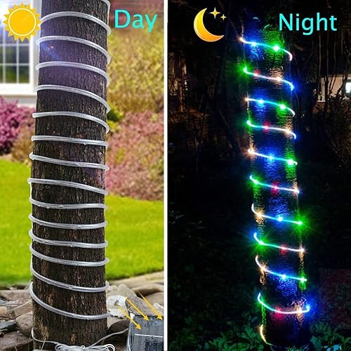 Miniatura 4 de YFEIQI Cuerda de luces solares para manguera (50  300 LED opcionales), guirnalda impermeable para iluminación festiva de jardín al aire
