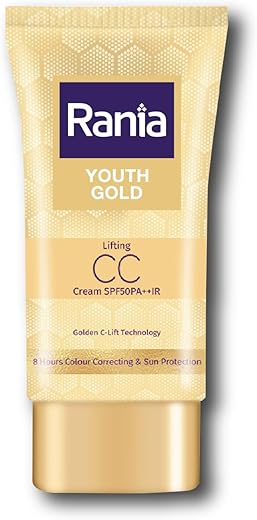 Rania CC Cream SPF50PA++IR with Vitamin C,24K Gold|Tinted moisturizer|Foundation & skincare|Lightweight|9-5 long lasting |Natural makeup look,25g