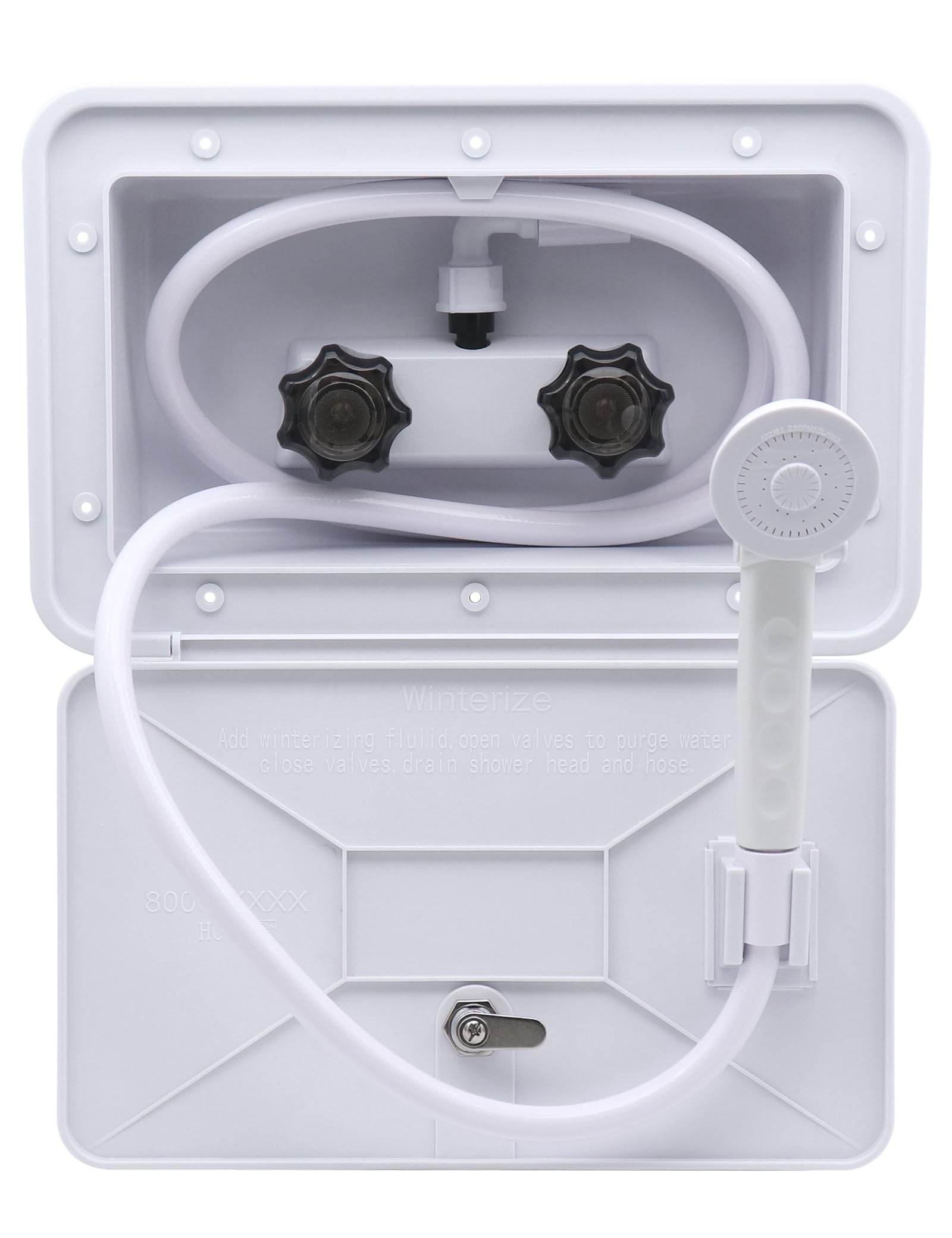 Kit per box doccia esterno per camper, sistema bloccabile, con soffione doccia da 2,5 GPM e tubo antiruggine da 140 cm di lunghezza, rubinetto portatile per esterni, ricambio per camper