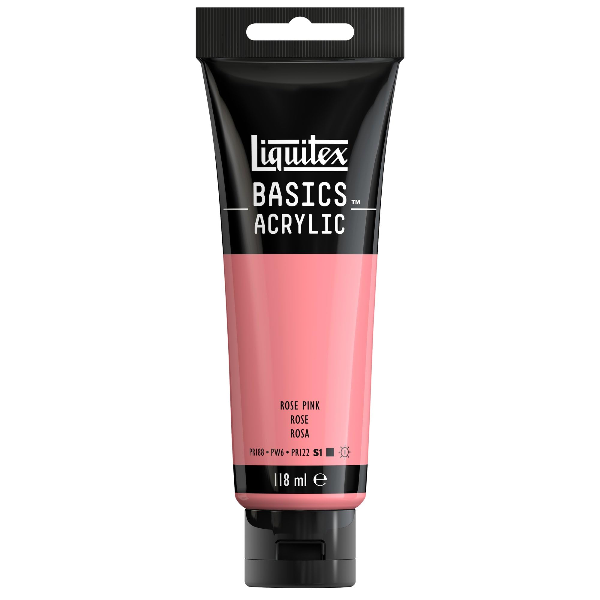 Liquitex 8870078 Basics - Peinture acrylique, peinture artistique monopigmentée, résistante à la lumière, qualité archive, finition satinée, tube de 118 ml - Rose
