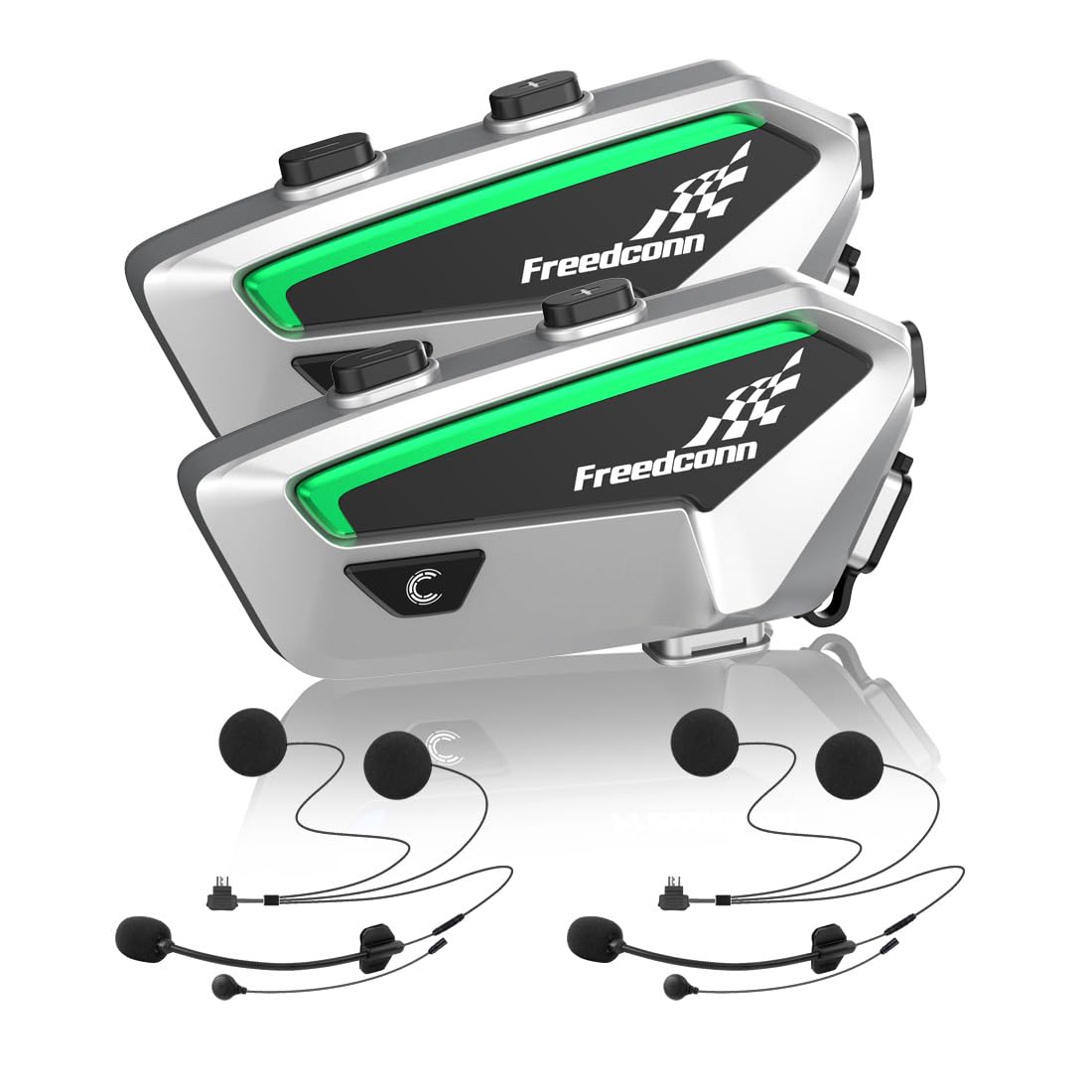 silver ultra thin bluetooth motorcycle headset with noise cancellation