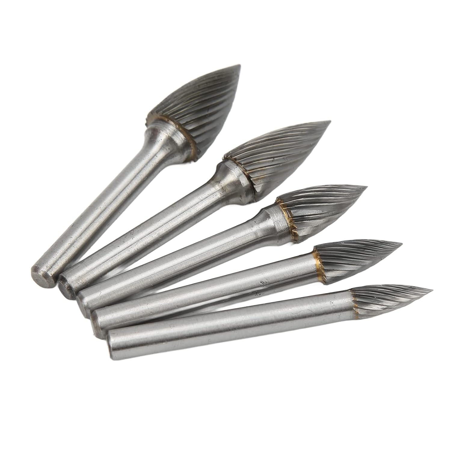 G Type Carbide Rotary Burr Kit, 6mm Shank Single Cut Heat Treated Burr Files for Grinding and Sculpting, 5 - Piece Set with Multiple Sizes for Die Grinder Use in Metal Wood