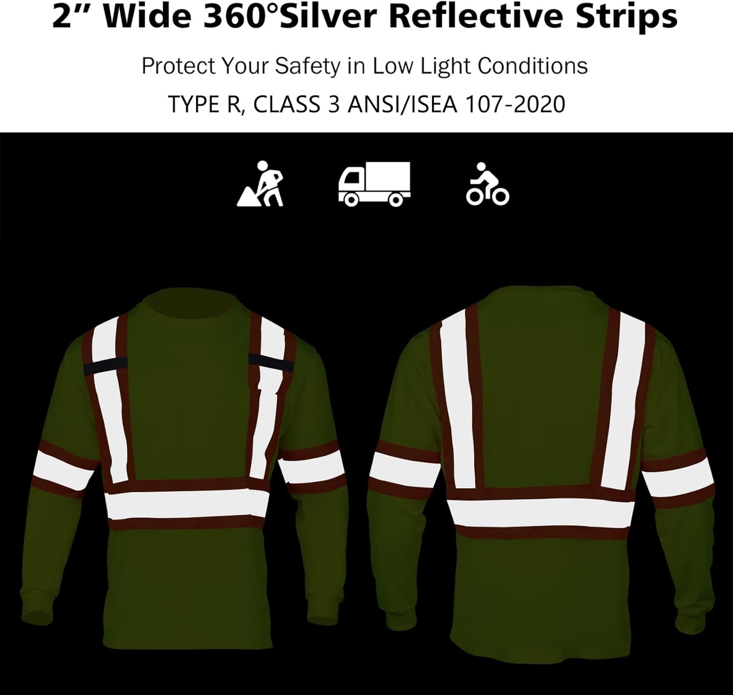 VENDACE Men's High Vis Safety Work T Shirt ANSI Class 3 Reflective Long Sleeve Shirt with Pocket(Yellow,L) - Image 5