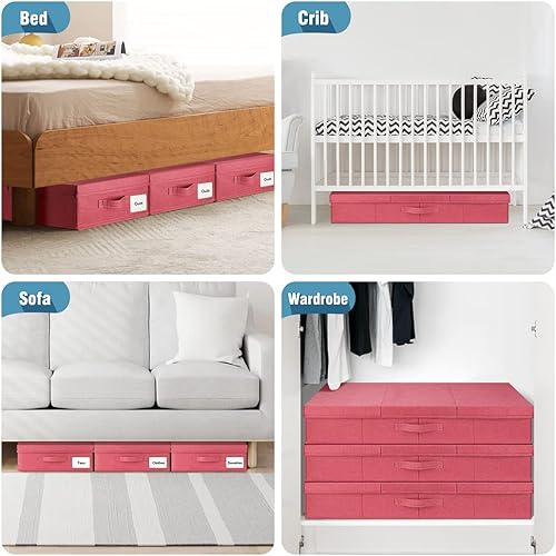 Miniatura 6 de Almacenamiento debajo de la cama con tapas, paquete de 3 contenedores grandes de almacenamiento debajo de la cama, caja organizadora con asa,